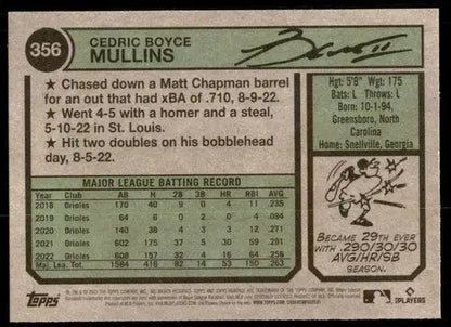2023 Topps Heritage #356 Cedric Mullins NM-MT Orioles ID:73424 - Trading Cards