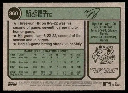 2023 Topps Heritage #360 Bo Bichette NM-MT Blue Jays ID:73425 - Trading Cards