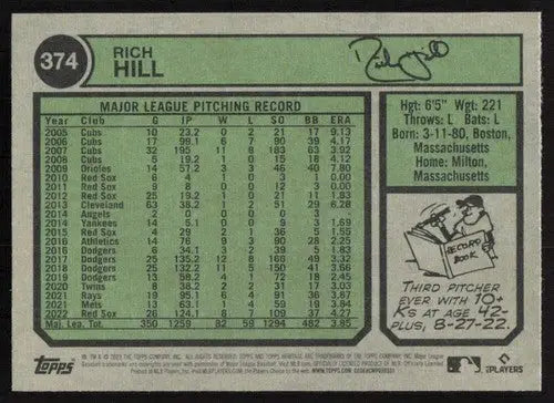 2023 Topps Heritage #374 Rich Hill NM-MT Pirates ID:73430 - Trading Cards