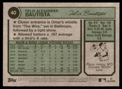2023 Topps Heritage #40 Felix Bautista NM-MT RC Rookie Orioles ID:73362 - Trading Cards