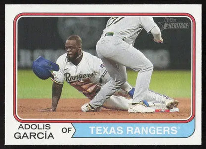 Original gloss of Adolis Garcia baseball card from 2023 Topps Heritage collection