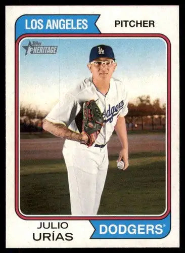 Original gloss 2023 Topps Heritage Julio Urias baseball card Dodgers ID 59988
