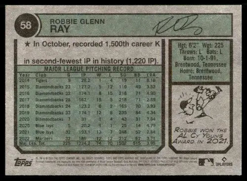 2023 Topps Heritage #58 Robbie Ray NM-MT Mariners ID:73367 - Trading Cards