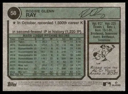 2023 Topps Heritage #58 Robbie Ray NM-MT Mariners ID:73367 - Trading Cards