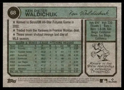 2023 Topps Heritage #68 Ken Waldichuk NM-MT RC Rookie Athletics ID:73368 - Trading Cards