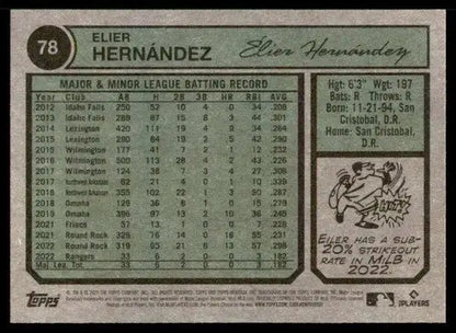 2023 Topps Heritage #78 Elier Hernandez NM-MT RC Rookie Rangers ID:73372 - Trading Cards