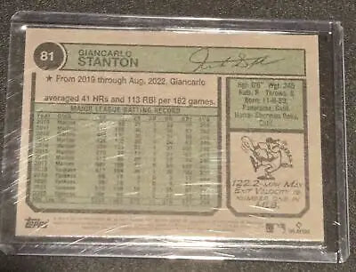 Giancarlo Stanton baseball card from 2023 Topps Heritage featuring Stanton Chrome Purple Refractor