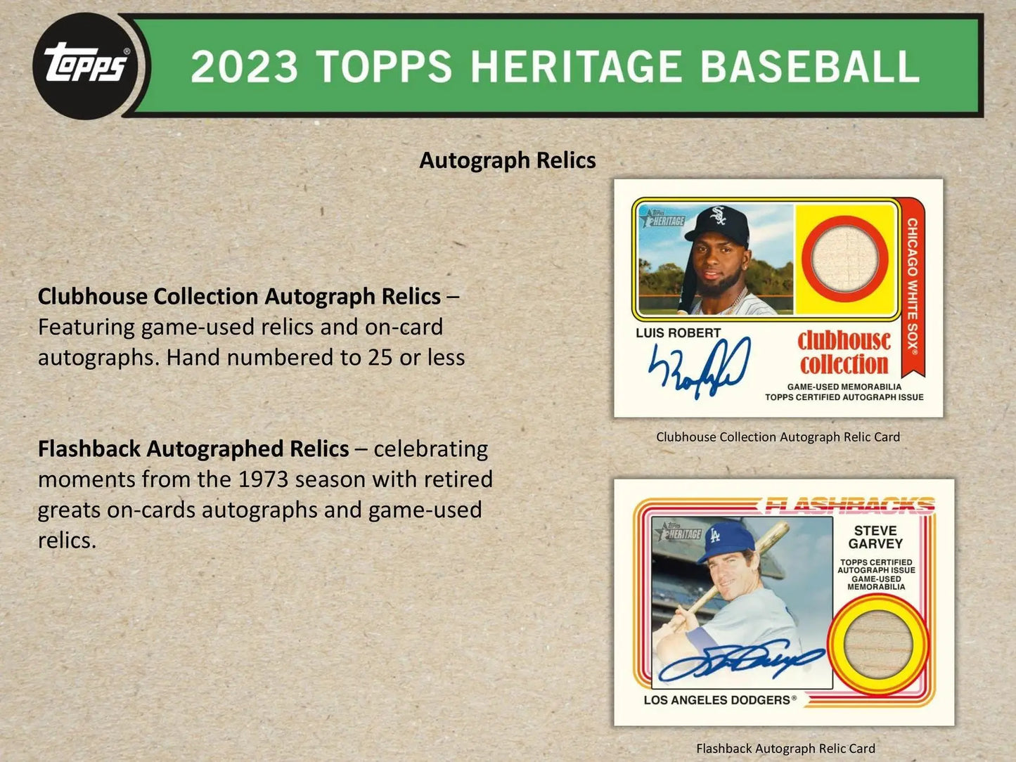2023 Topps Heritage Baseball Blaster Box featuring Autograph Relics with game-used relics