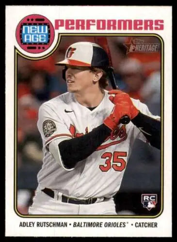 Adley Rutschman baseball card from 2023 Topps Heritage New Age Performers with original gloss