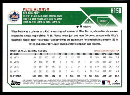 Original gloss 2023 Topps Holiday Pete Alonso baseball card NM Near Mint Mets