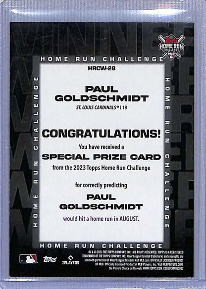 Topps Home Run Challenge special prize card for Paul Goldschmidt’s home run in August 2023