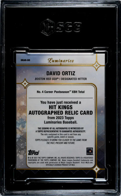 David Ortiz autographed relic card in protective case for Boston Red Sox collectors