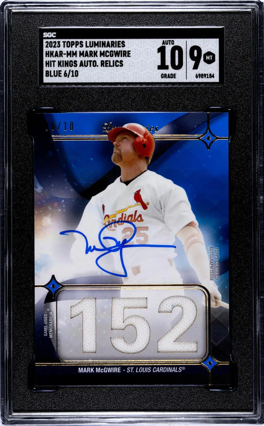 Graded 2023 Topps Luminaries Mark McGwire Baseball Card with Autograph and Number 152