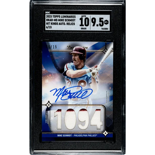2023 Topps Luminaries #HKAR-MS Mike Schmidt SGC 9.5 MINT+ MEM Auto 6/15 Philadelphia Phillies Baseball Card
