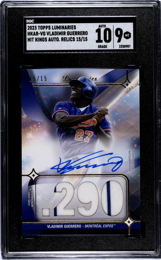 Graded Baseball Card of Vladimir Guerrero, Montreal Expos, SGC 9 MINT, Autographed