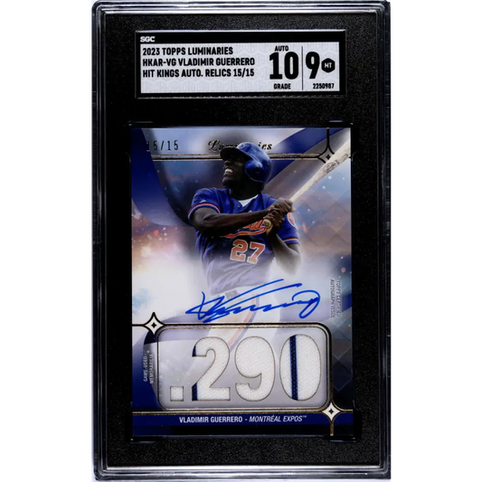 2023 Topps Luminaries #HKAR-VG Vladimir Guerrero SGC 9 MINT MEM Auto 15/15 Montreal Expos Baseball Card
