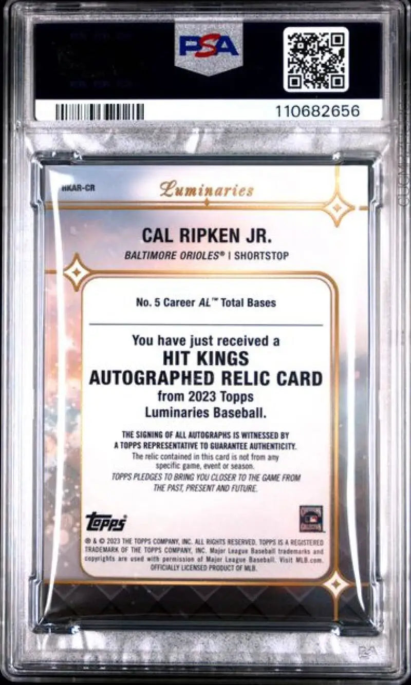Graded Cal Ripken Jr. baseball card from 2023 Topps Luminaries collection