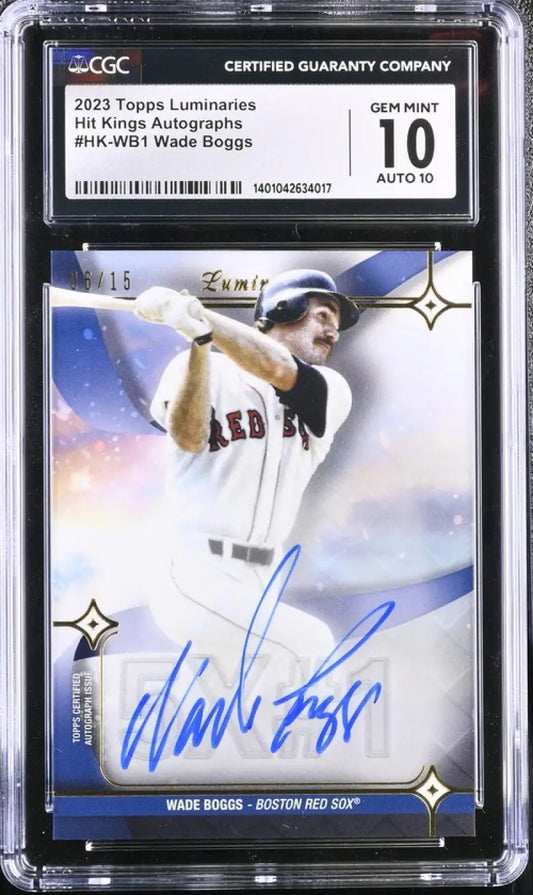 Graded 2023 Topps Luminaries Wade Boggs Autographed Baseball Card Boston Red Sox