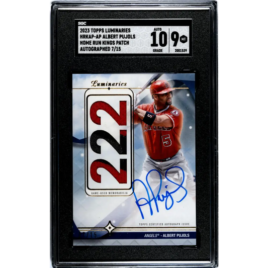 2023 Topps Luminaries #HRKAP-AP Albert Pujols SGC 9 MINT MEM Auto 7/15 Anaheim Angels Baseball Card