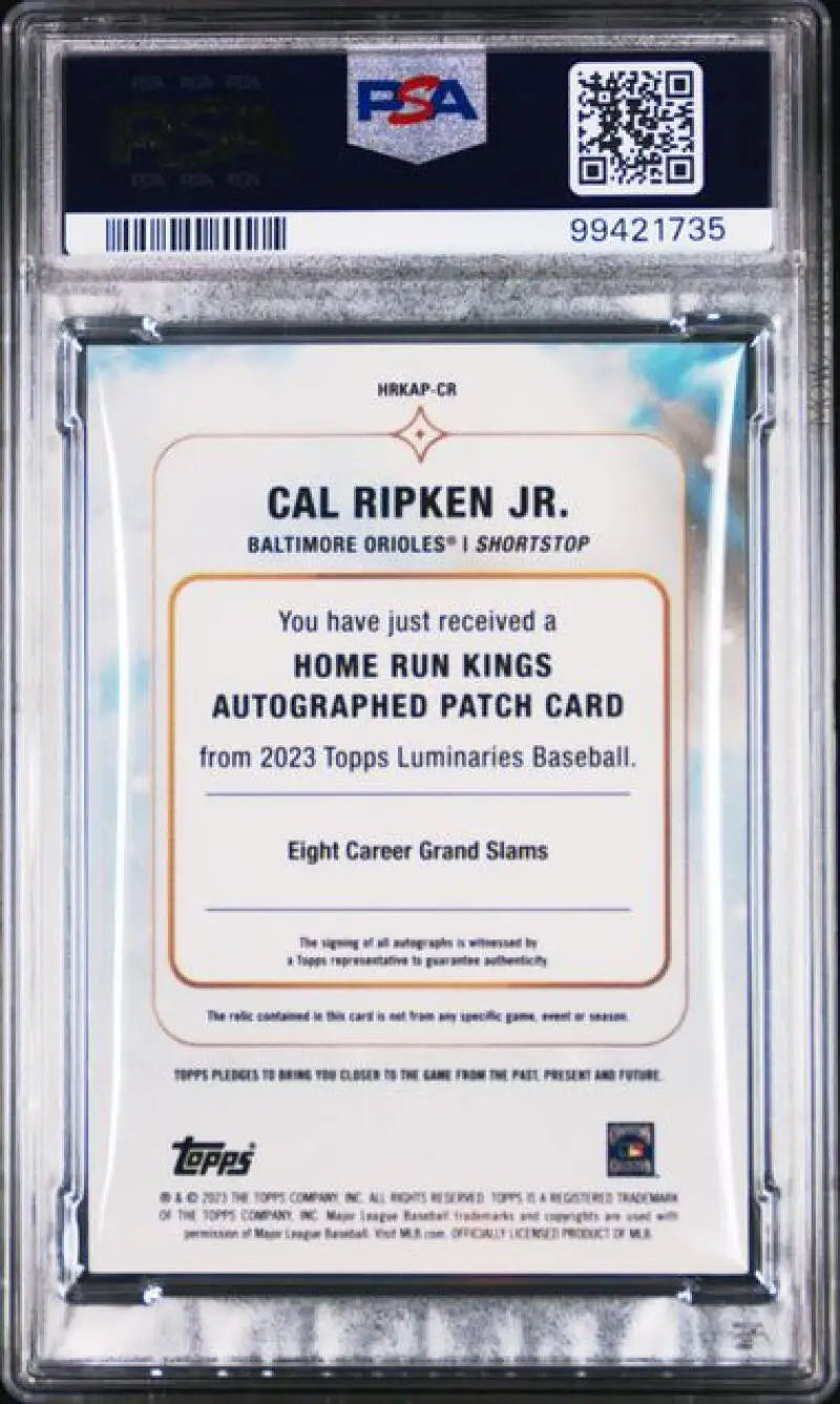 Graded Cal Ripken Jr. 2023 Topps Luminaries MEM Auto baseball card PSA 7 NM