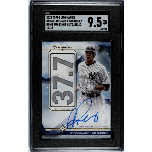 2023 Topps Luminaries #HRKAR-AR03 Alex Rodriguez SGC 9.5 MINT+ MEM Auto 12/15 New York Yankees Baseball Card
