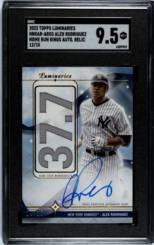 Graded BGS 9.5 2023 Topps Luminaries Alex Rodriguez Yankees Autograph Card 12/15