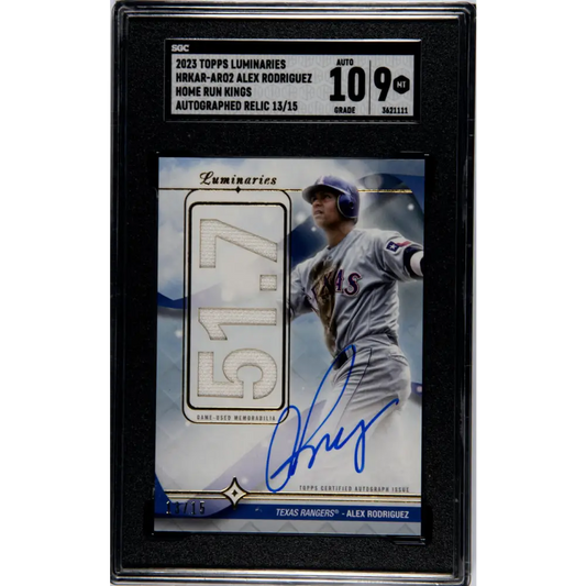 2023 Topps Luminaries #HRKAR-ARO2 Alex Rodriguez SGC 9 MINT MEM Auto 13/15 Seattle Mariners Baseball Card
