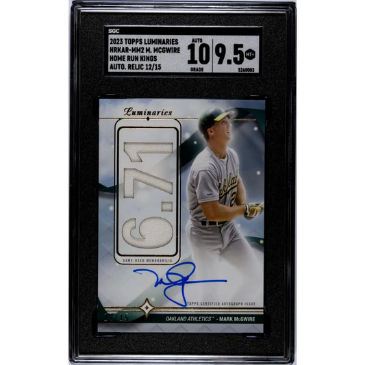 2023 Topps Luminaries #HRKARMM2 Mark McGwire MEM Auto 12/15 Oakland Athletics Baseball Card