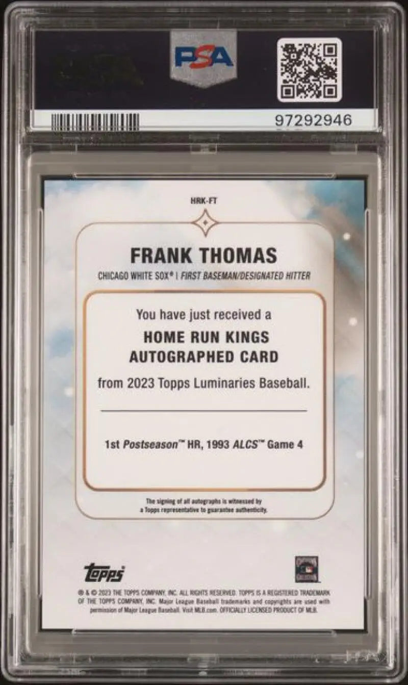 Graded Frank Thomas Chicago White Sox Topps Luminaries Baseball Card PSA 10 GEM MINT
