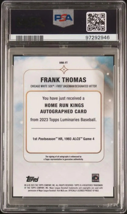 Graded Frank Thomas Chicago White Sox Topps Luminaries Baseball Card PSA 10 GEM MINT
