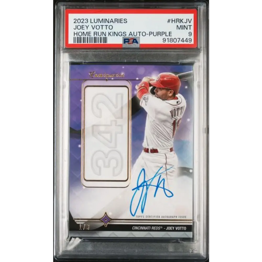 2023 Topps Luminaries #HRKJV Joey Votto PSA 9 MINT Auto 1/3 Cincinnati Reds Baseball Card
