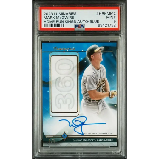 2023 Topps Luminaries #HRKMM2 Mark McGwire PSA 9 MINT Auto 3/5 Oakland Athletics Baseball Card