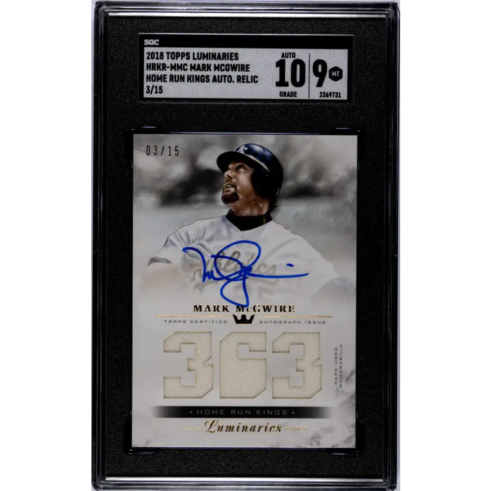 2023 Topps Luminaries #HRKRMMC Mark McGwire MEM Auto 3/15 Oakland Athletics Baseball Card