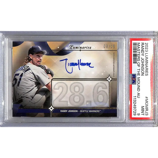 2023 Topps Luminaries Masters of the Mound #MOM-RJ3 Randy Johnson PSA 9 MINT Auto 08/15 Seattle Mariners