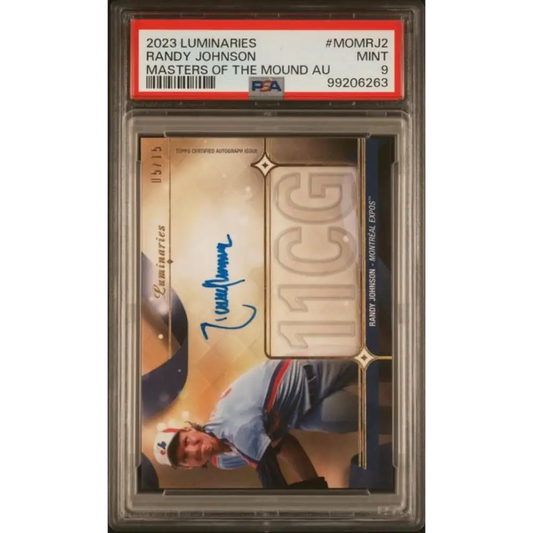 2023 Topps Luminaries #MOMRJ2 Randy Johnson PSA 9 MINT Auto 5/15 Montreal Expos Baseball Card
