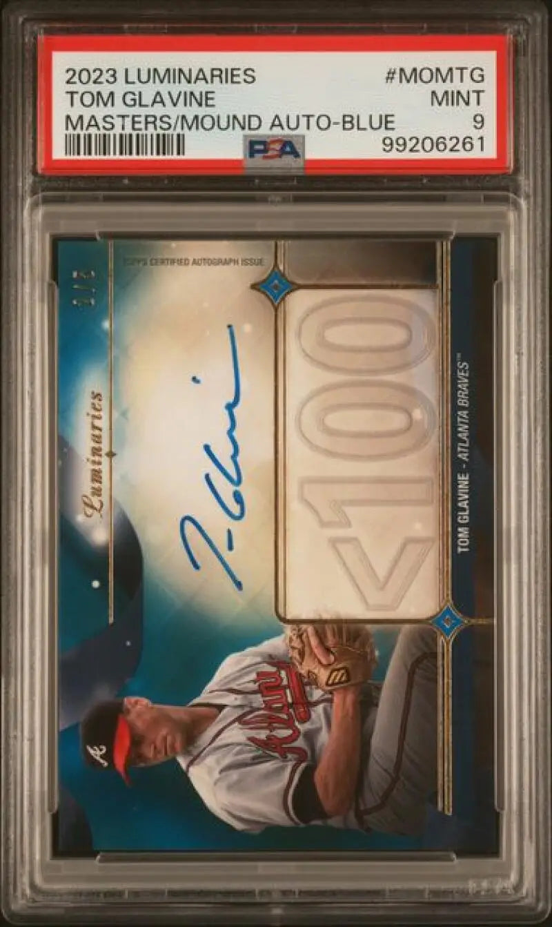 PSA 9 Mint Tom Glavine Atlanta Braves Baseball Card with Autograph and Jersey Patch