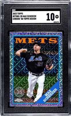 Graded 2023 Topps Max Scherzer baseball card in 88 Topps design, SGC 10
