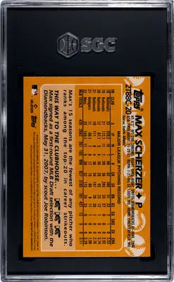 Graded baseball card of Max Scherzer from 2023 Topps Max Scherzer series, SGC 9.5