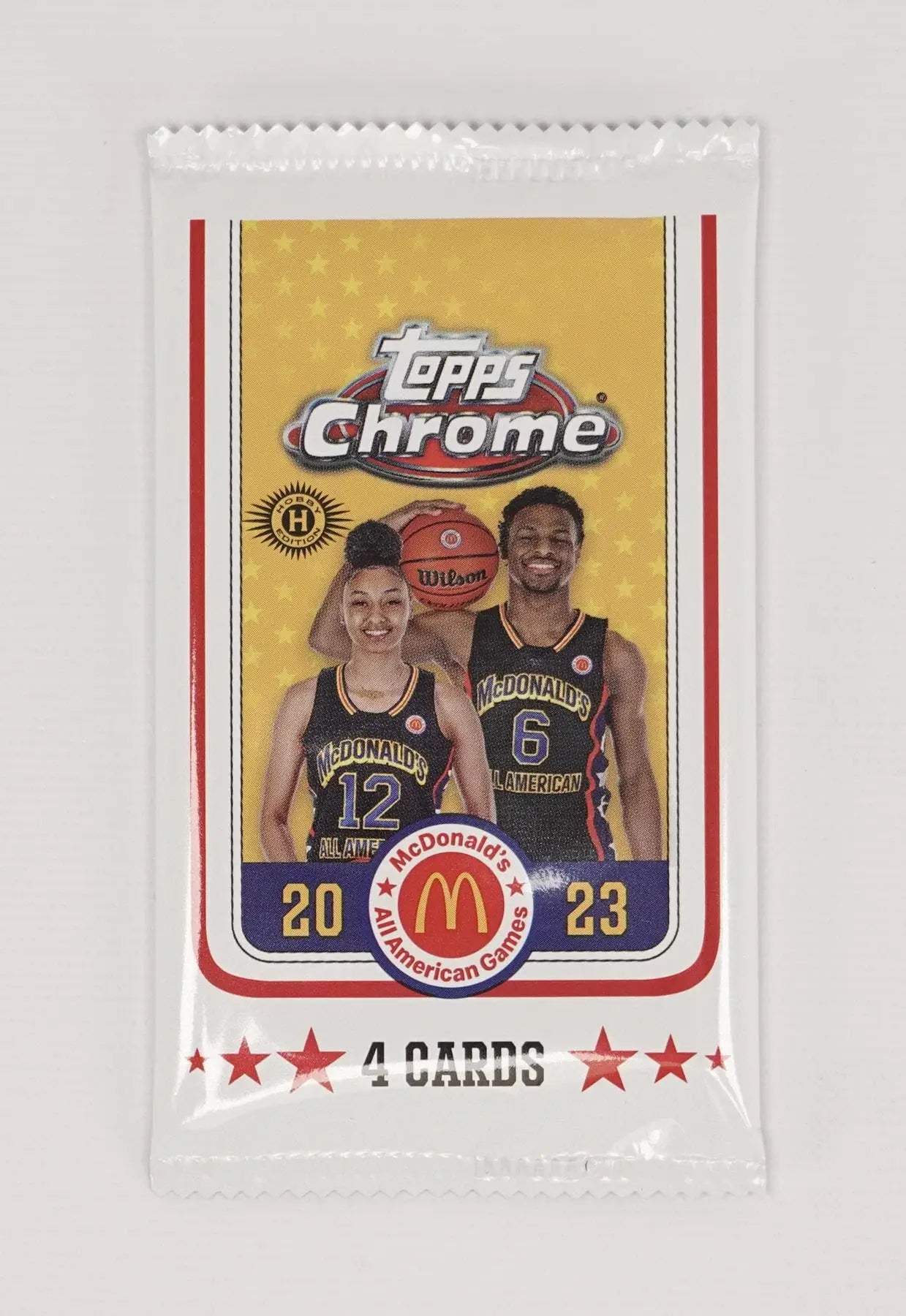 2023 Topps McDonald’s All American Chrome Basketball Hobby Box with red refractor parallel card