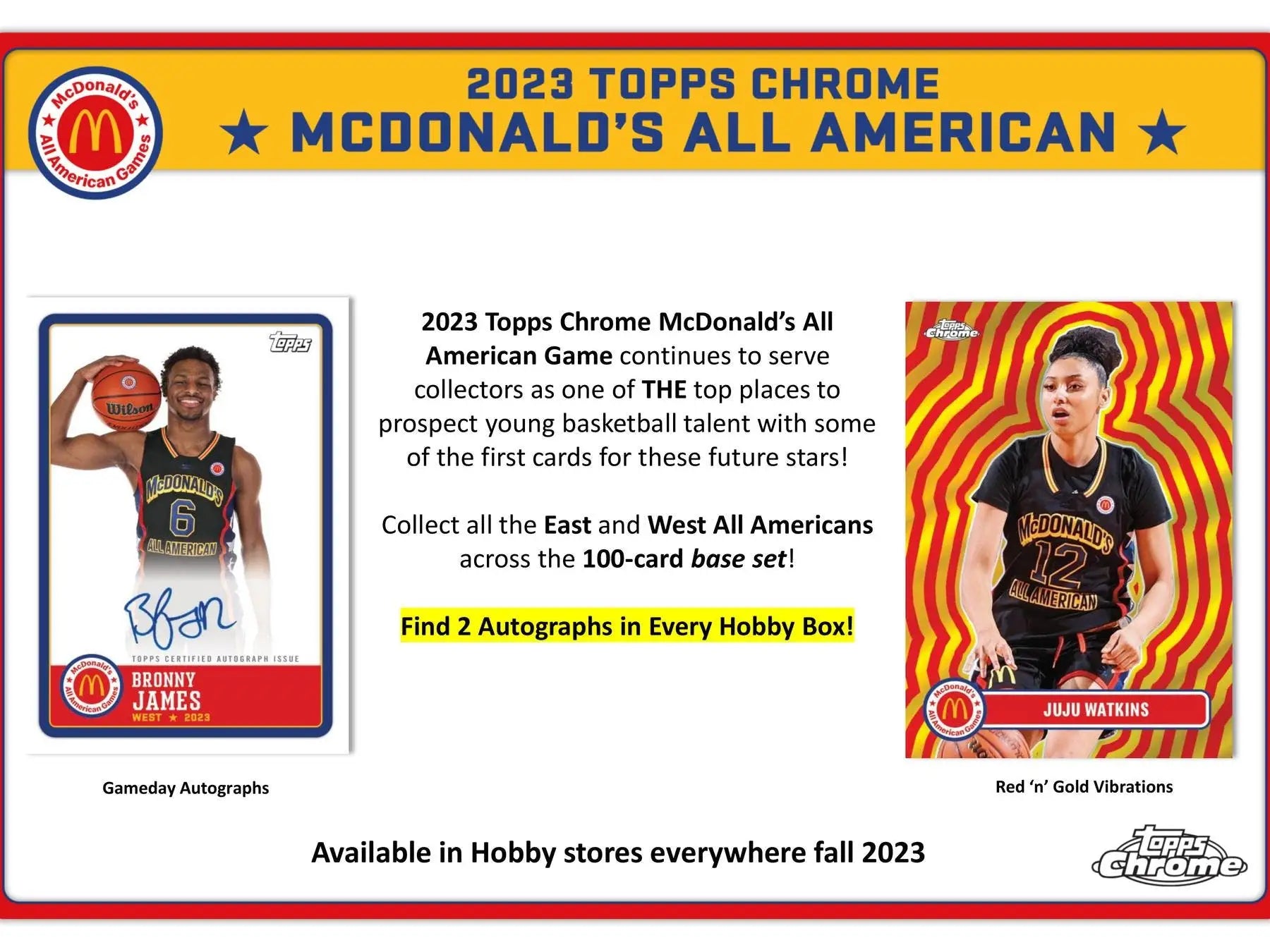 2023 Topps McDonald’s All American Chrome Basketball Hobby Box with red refractor parallel