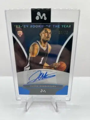 2023 Topps Mercury Victor Wembanyama rookie card with autographed blue #68/75