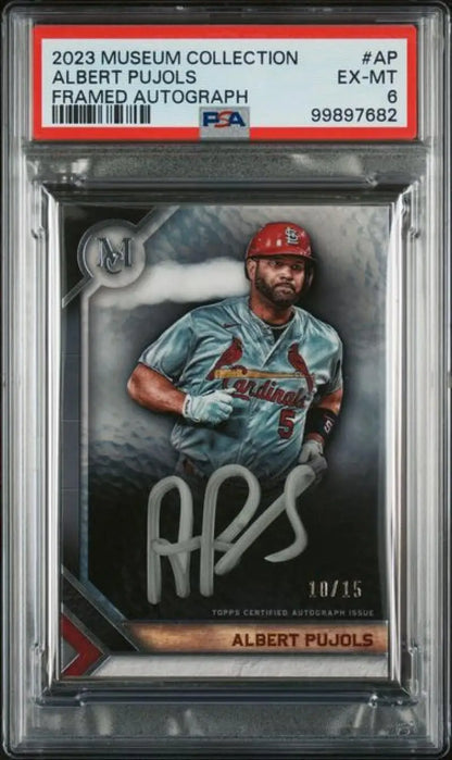 PSA-graded Albert Pujols Cardinals baseball card with autograph, 10/15 limited edition