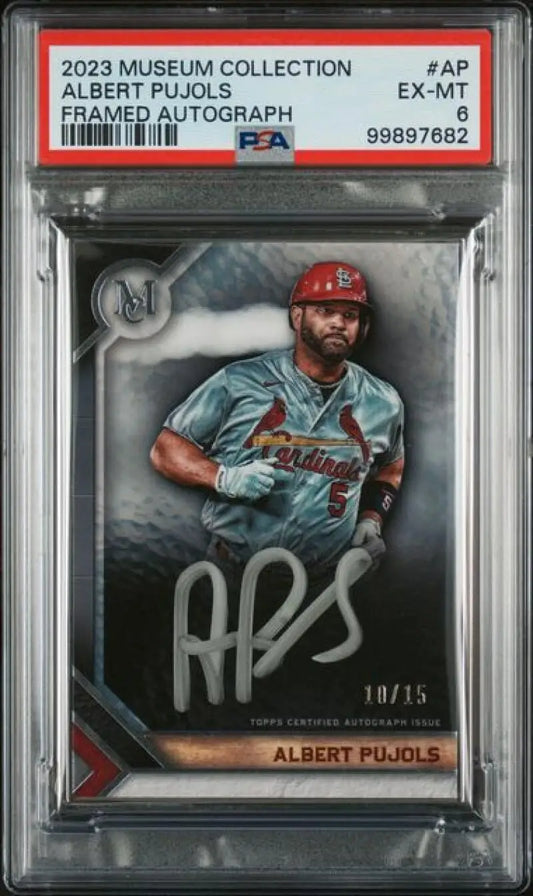 PSA-graded Albert Pujols Cardinals baseball card with autograph, 10/15 limited edition