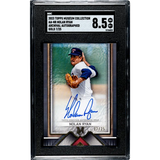 2023 Topps Museum Collection Archival Gold #AA-NR Nolan Ryan SGC 8.5 NM/MT+ Auto 7/25 Texas Rangers Baseball Card