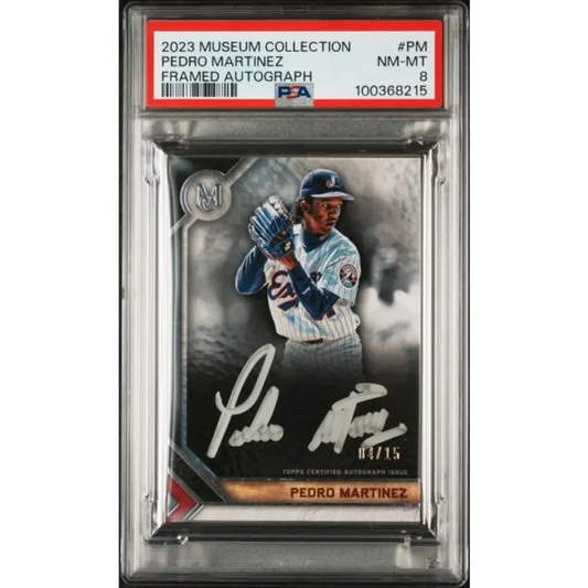 2023 Topps Museum Collection Framed Silver #MFA-PM Pedro Martinez PSA 8 NM-MT Auto 4/15 Montreal Expos Baseball Card