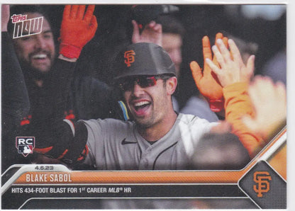 Baseball trading card of Blake Sabol from 2023 TOPPS NOW featuring San Francisco Giants