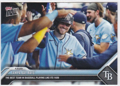2023 TOPPS NOW Tampa Bay Rays baseball trading card featuring Tampa Bay Rays players celebrating