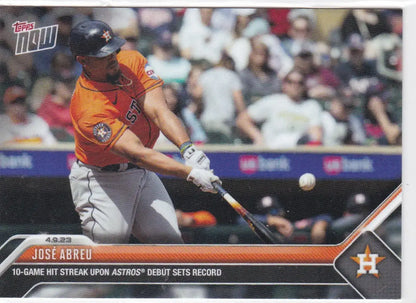 Baseball trading card of Jose Abreu Houston Astros 2023 TOPPS NOW #83 featuring Houston Astros player