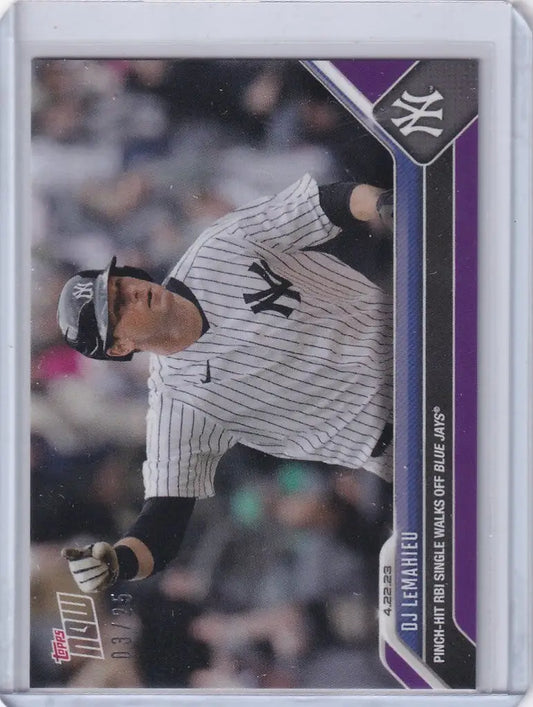 Baseball trading card of DJ LeMahieu pitching for the New York Yankees