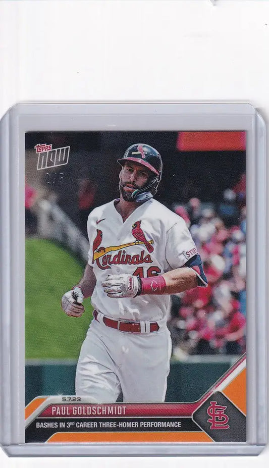 Baseball card of Paul Goldschmidt in white uniform for St. Louis Cardinals 2/5